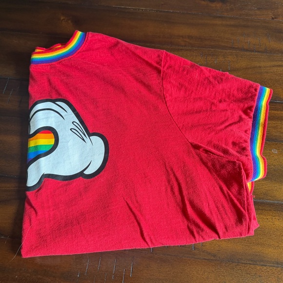 Disney Mickey Mouse Pride T-Shirt 🌈 | Men’s XXL | Rainbow Trim Graphic Tee - Picture 2 of 4